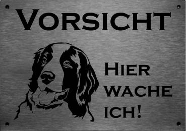 Edelstahl Warnschild Landseer VORSICHT Hier wache ich!